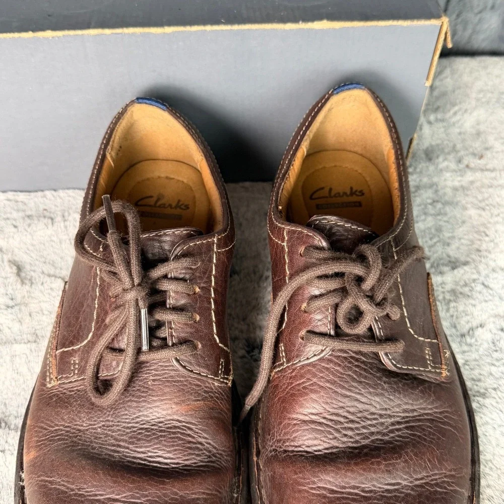 Clarks Collection Mens Brown Leather Tilden Derby Shoes 26110230 Size 9.5 M